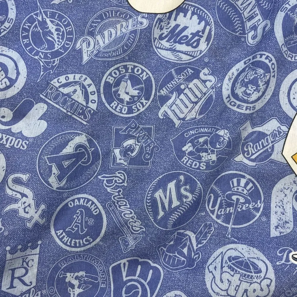 Vintage 1991 MLB Major League Baseball Twin Bed Flat Sheet.